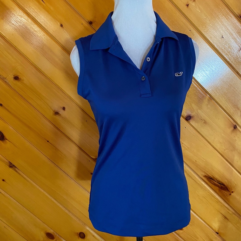 Vineyard Vines Women's Royal Blue Sleeveless Performance Golf Polo Shirt XS